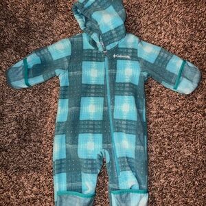 Columbia Teal Checkered Kids Footie
